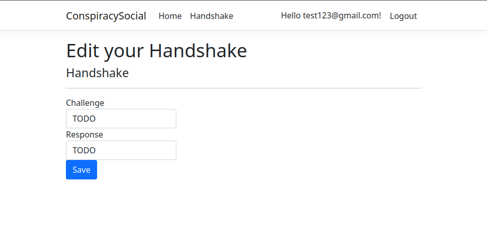 Screenshot showing Handshake page