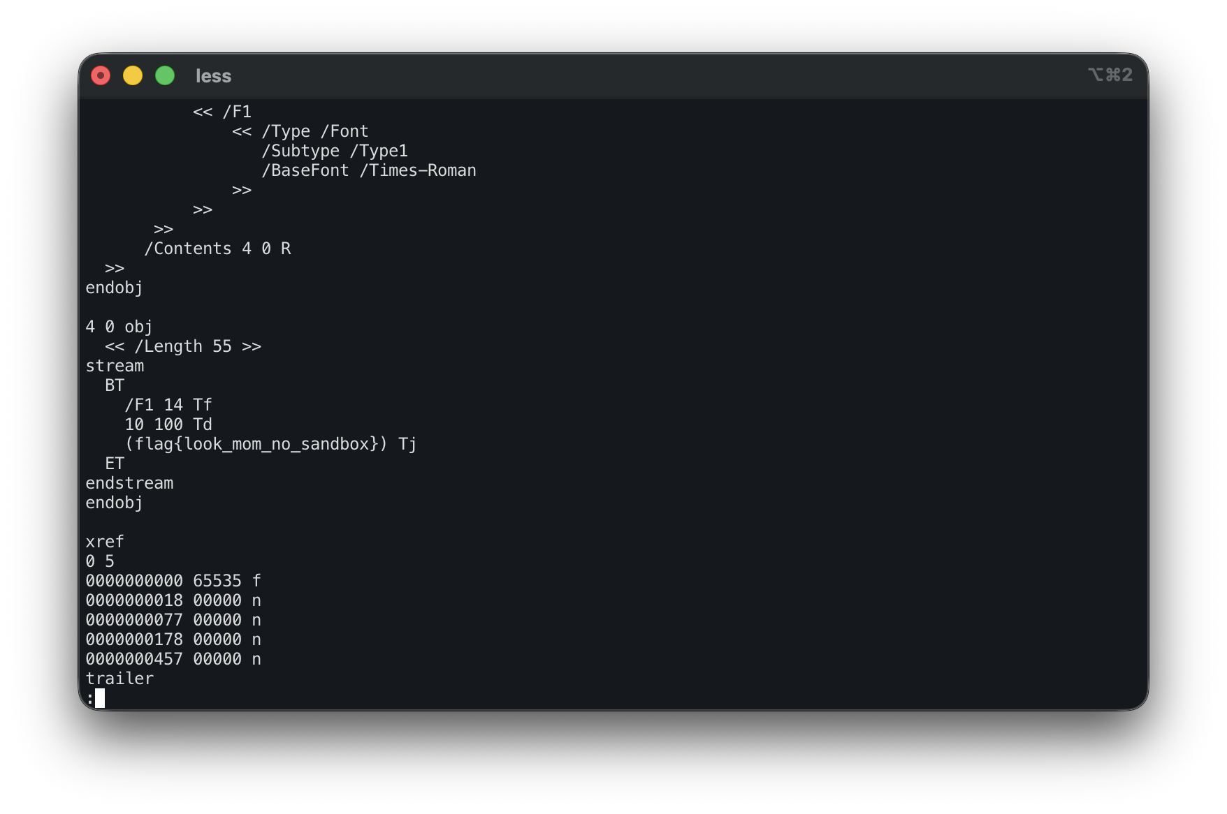 Plaintext Document Containing the Plaintext Contents of the PDF containing the Flag